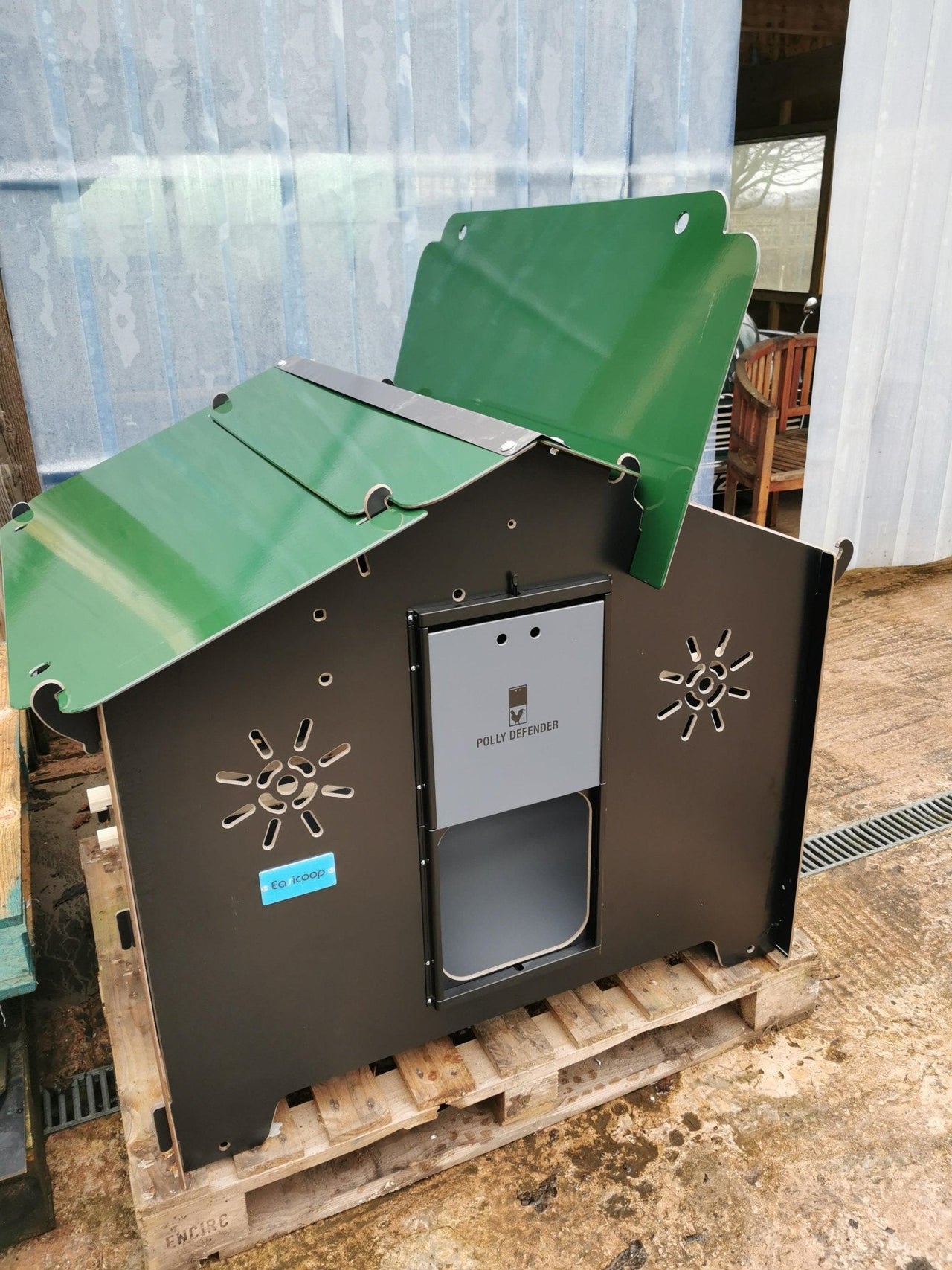 Easicoop Chalet L - HPL Chicken coop up to 10 large Birds (Black) (Delivery Only)